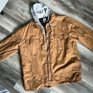 Dickies jacket relaxed fit hooded duck quilted shirt jacket brown size 3X